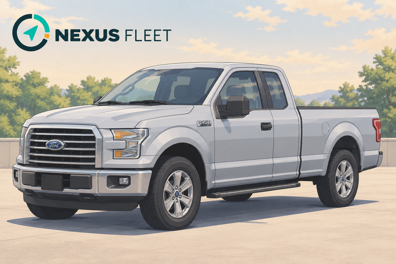 Silver 2016 Ford F-150 SuperCab in the approved Nexus Fleet illustration style
